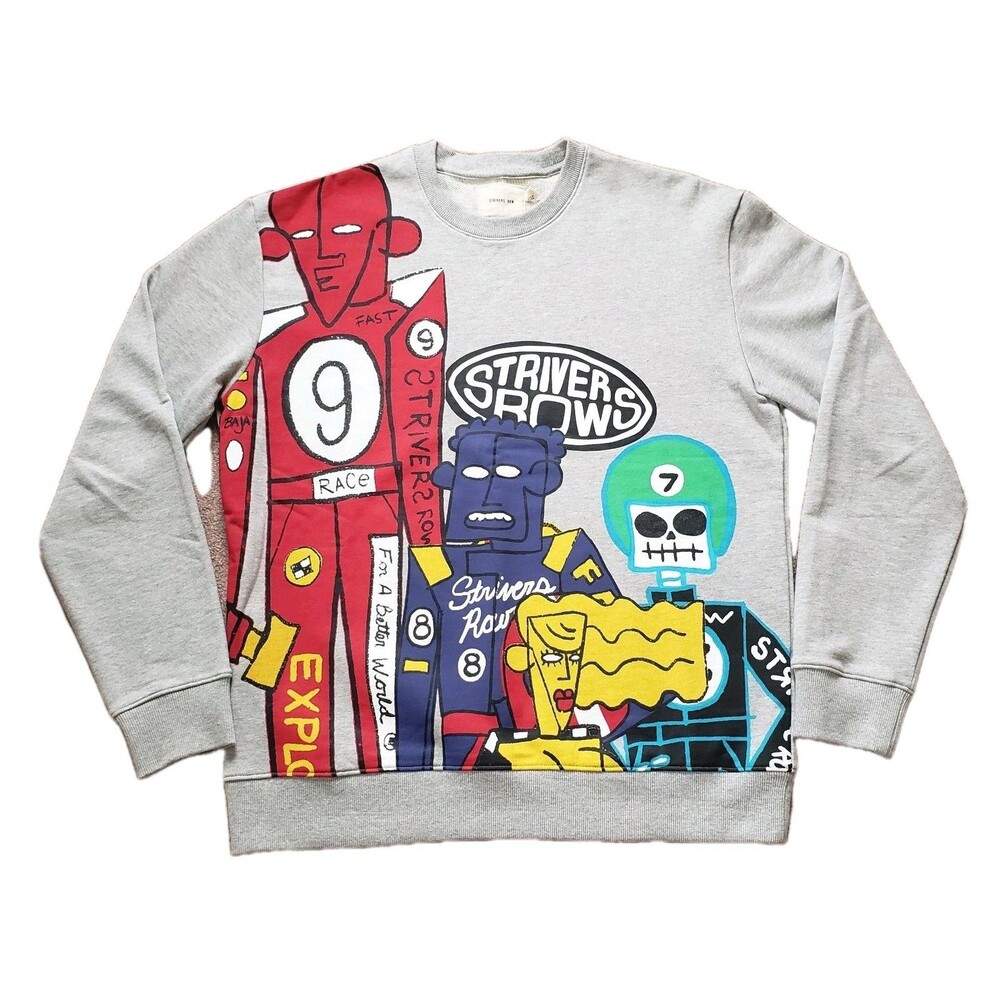 Strivers Row Silver Bell Racing Crew Size Medium Mens Grey Crewneck Sweatshirt